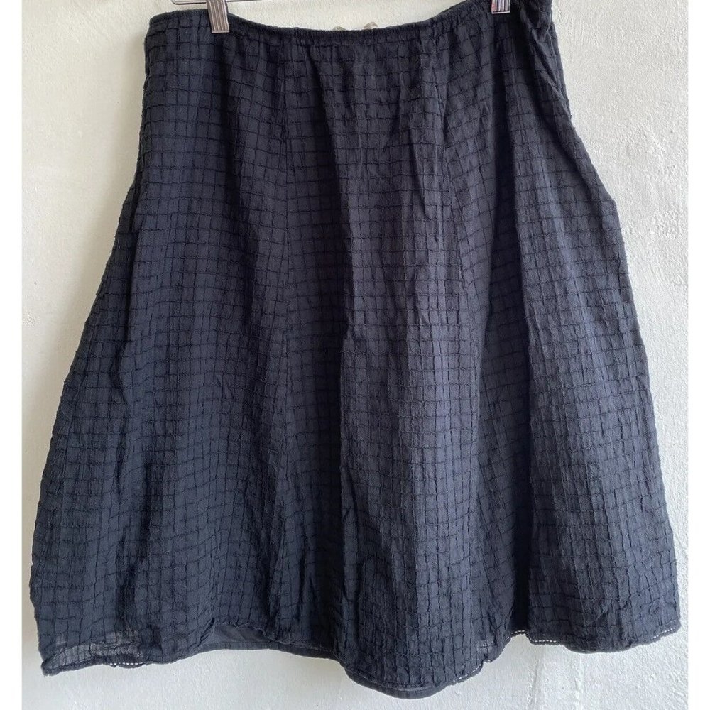 Eileen Fisher Textured Skirt Black Lined Cotton Spandex Size Small